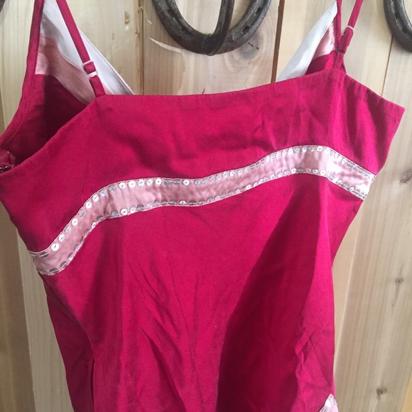 Red Pink sexy Silk blend embellished camisole tank - Picture 6 of 8